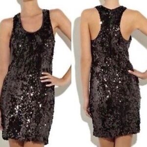 Vince Brown Sequin‎ Shift Mini Dress Scoop Neck Racerback Women’s Size 6